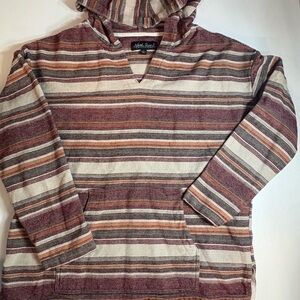 Striped Maroon and Beige Hoodie SZ M